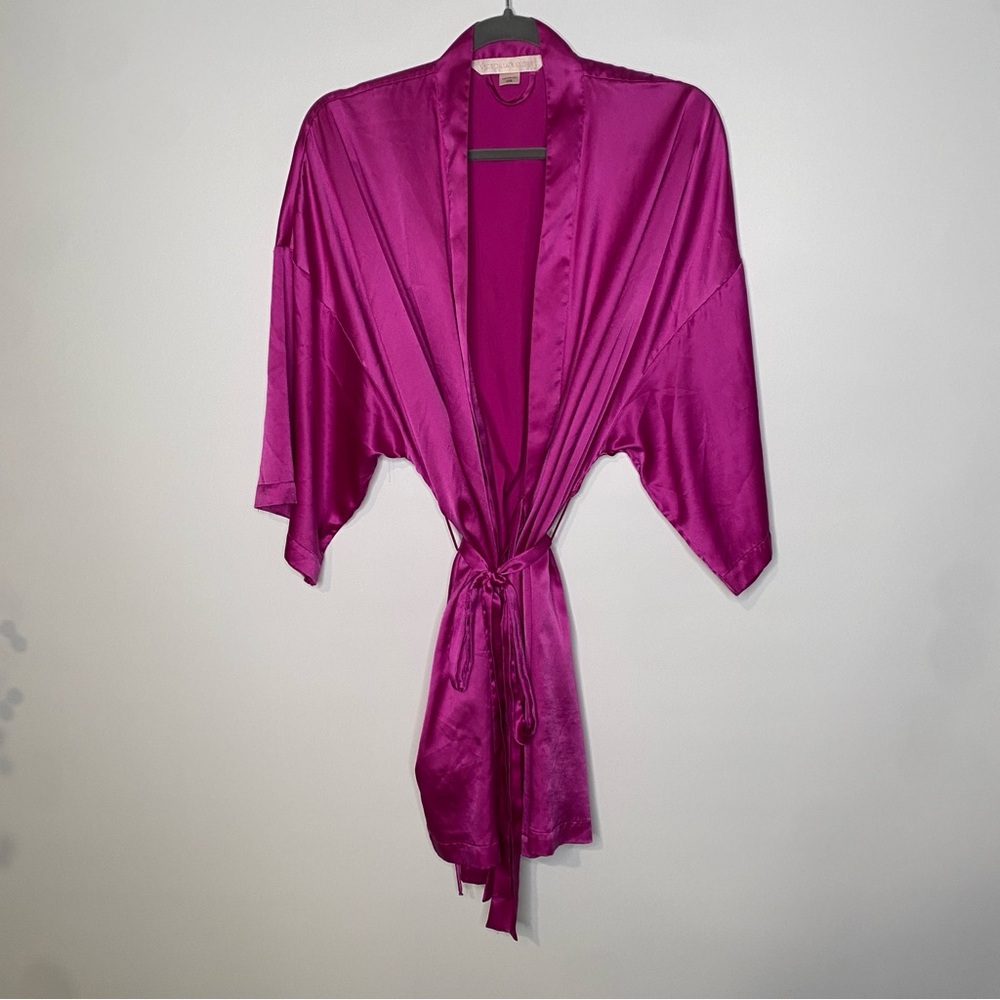 Vintage Victoria's Secret Short Silky Satiny Robe Purple One Size Fits Many